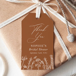 Etiqueta Para Presente Favor do Chá de panela de Flor Selvagem de Laranja