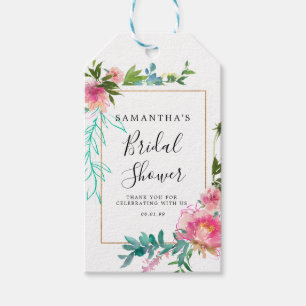 Etiqueta Para Presente Favor do Chá de panela Falso Rosa e Dourado