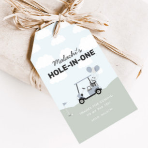 Etiqueta Para Presente Favor do primeiro aniversario de Golfe Azul Buraco