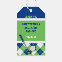 Etiqueta Para Presente Favor do Tema de Golfe do Argyle Branco, Azul