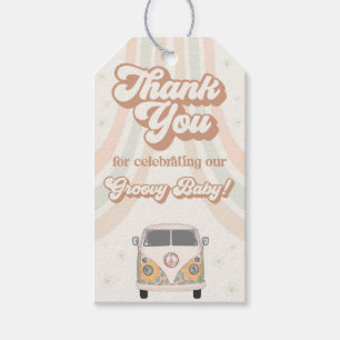 Etiqueta Para Presente Favor do tema do chá de fraldas Groovy retrô dos a