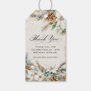 Etiqueta Para Presente Favor Floral Branco de Aniversário de 18 Anos no I
