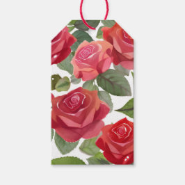 Etiqueta Para Presente Favor Formal de Casamento Floral Rosa Vermelha
