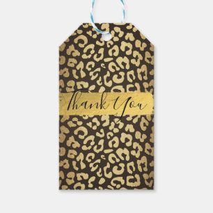 Etiqueta Para Presente Favor Ouro com Estampa de Pele de Animal Leopardo 