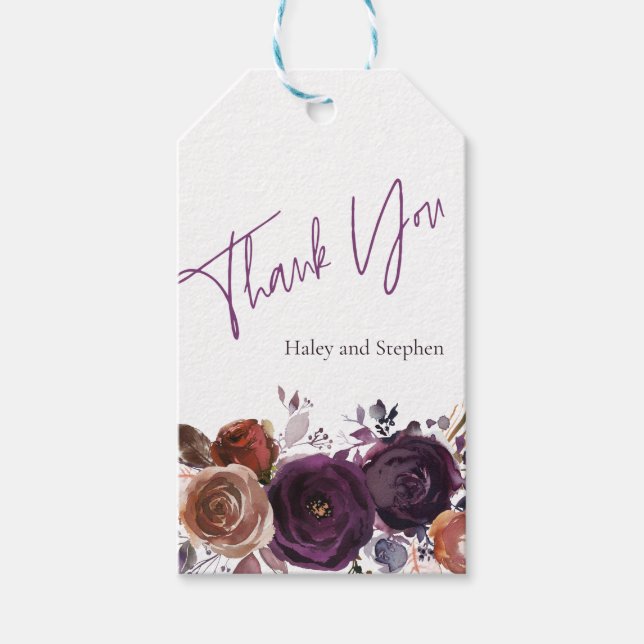 Etiqueta Para Presente Favor Personalizado de Roxo e Plum (Frente)