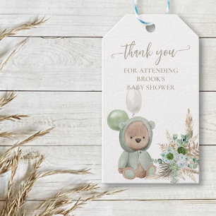 Etiqueta Para Presente Favor Urso Boho Verde Bearly Wait