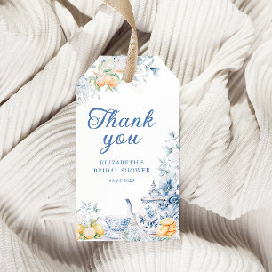 Etiqueta Para Presente Favores do Chá de panela do Blue Floral Tea Party