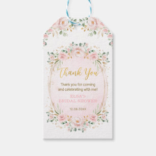 Etiqueta Para Presente Favores do Chá de panela Floral Dourado Blush Fem