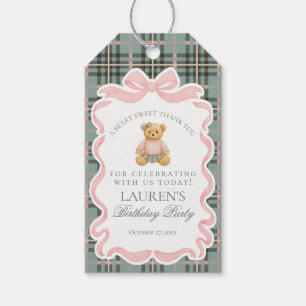 Etiqueta Para Presente Favoritos de aniversário Urso Laço Coquete Rosa Xa
