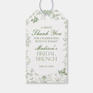 Etiqueta Para Presente Favoritos de Brunch de Noiva Floral Verde Toile De
