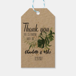 Etiqueta Para Presente Favoritos de Casamento de Folhas Tropicais Verdes 