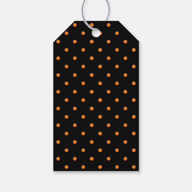 Etiqueta Para Presente favoritos de Halloween laranja preto bolinhas (Frente)
