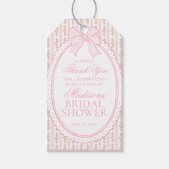 Etiqueta Para Presente Favoritos de Rosa Vintage Chique Floral para Chá d (Frente)