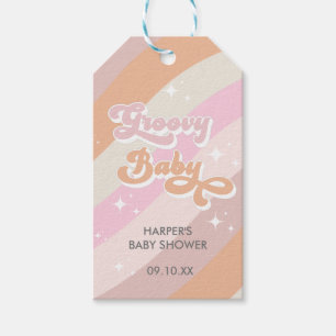 Etiqueta Para Presente Favoritos do Chá de fraldas da Groovy Retro Rosa