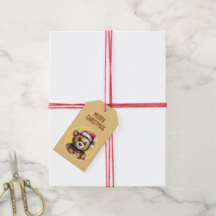 Etiqueta Para Presente Favoritos Engraçados de Natal Animal - Urso de Ted