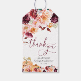 Etiqueta Para Presente Faye Borgonha Floral de Outono Obrigado Chá de Noi