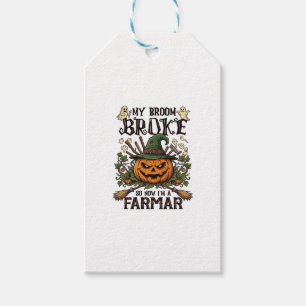 Etiqueta Para Presente Fazenda da Vassoura Quebrada Abóbora de Halloween