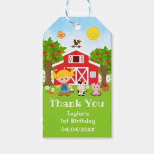 Etiqueta Para Presente Fazenda Red Birthday Blona Hair Girl Obrigado