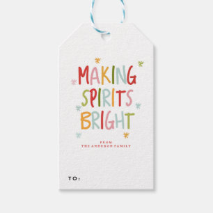 Etiqueta Para Presente FAZER SPIRITS BRIGHT Feriado Natal Gift Tags