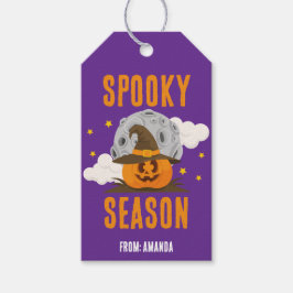 Etiqueta Para Presente Feira de Spooky, Cute Orange Pumpkin Halloween