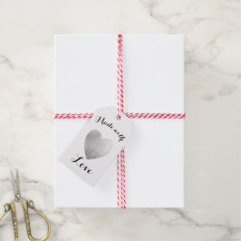 Etiqueta Para Presente Feita com Amor Cardíaco Carimbo Foil Faux Silver