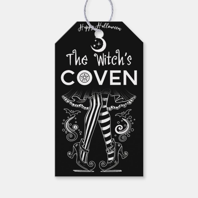 Etiqueta Para Presente Feiticeira de bruxas-bruxas pretas (Frente)