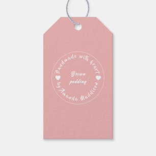 Etiqueta Para Presente Feito com Amor Design de Assados Coração Rosa