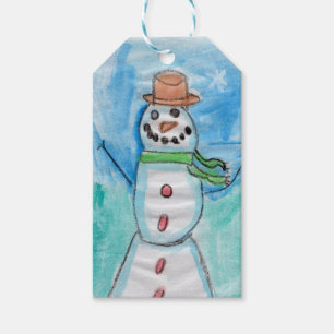 Etiqueta Para Presente Felicidade do Homem de Neve - Crianças Arte do COC