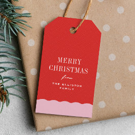 Etiqueta Para Presente Felicidade rosa e vermelho Natal personalizado
