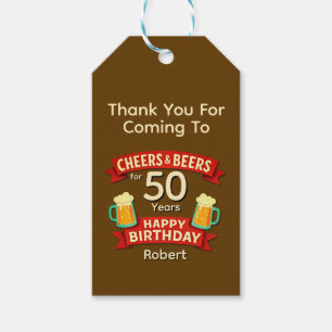 Etiqueta Para Presente Felicidades e Cervejas por 50 anos Feliz Aniversár