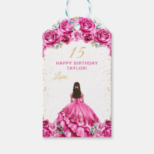 Etiqueta Para Presente Felicidades Rosa Quinceañera Princesa Rosa-choque 