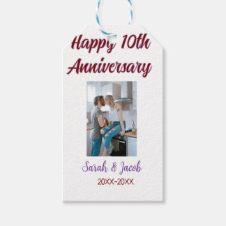 Etiqueta Para Presente Feliz 10º aniversário foto casal d