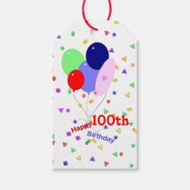 Etiqueta Para Presente Feliz 100º Balões de Aniversário Coloridos