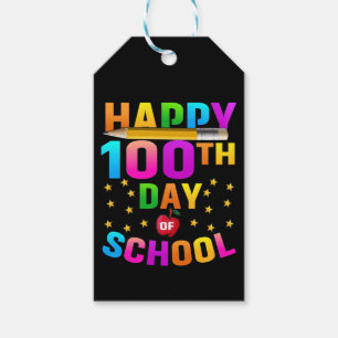 Etiqueta Para Presente Feliz 100º Dia da Escola para Professores e Estud