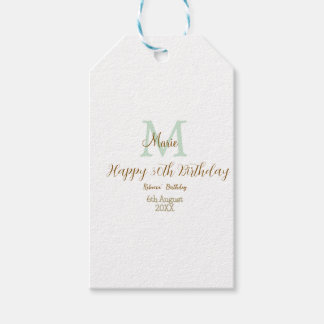 Etiqueta Para Presente Feliz 30º Aniversário monograma pastel dourado ver