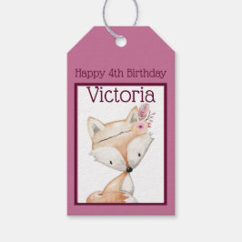 Etiqueta Para Presente Feliz (4º aniversário) Aniversário - Raposa Tribal