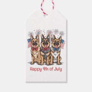 Etiqueta Para Presente Feliz 4 de Julho Pastores Alemães