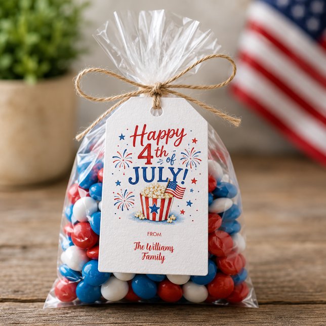 Etiqueta Para Presente Feliz 4 de Julho Personalizado (Personalized 4th of July Favor Tag)