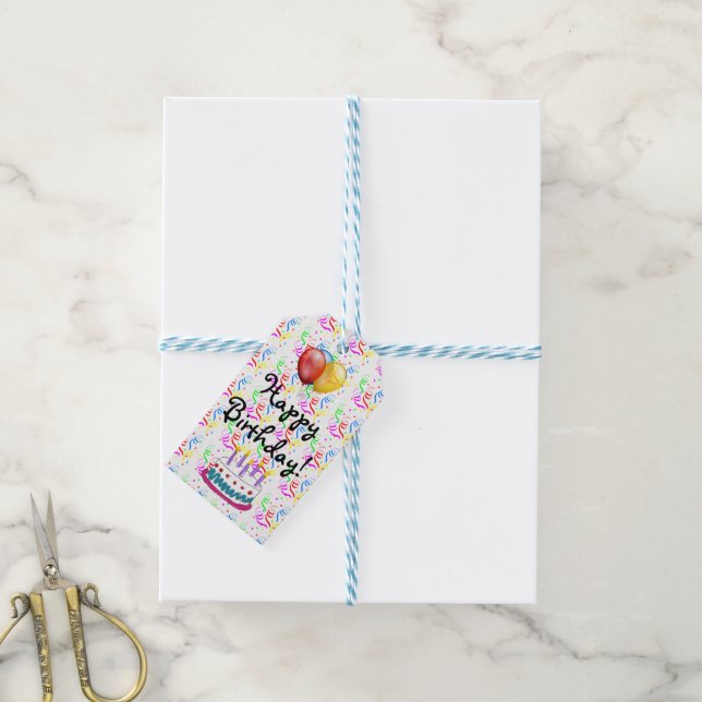 Etiqueta Para Presente Feliz aniversario (Com cordão)
