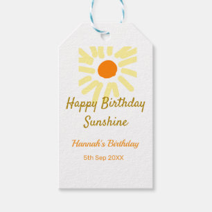 Etiqueta Para Presente Feliz aniversário amarelo laranja aniversário boh