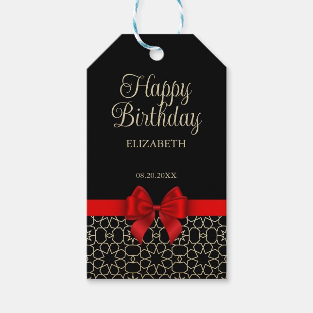 Etiqueta Para Presente Feliz Aniversário Arco Vermelho Geométrico Egito O (Frente)