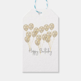 Etiqueta Para Presente Feliz Aniversário Balão Dourado Elegante