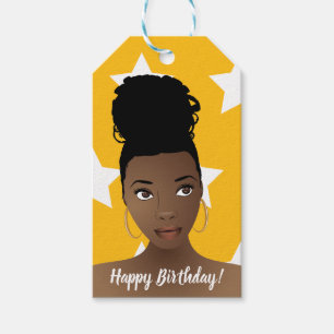 Etiqueta Para Presente Feliz aniversário! Beleza Natural, Estrelas Branc