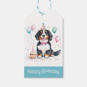 Etiqueta Para Presente Feliz Aniversário Bernese Mountain Dog