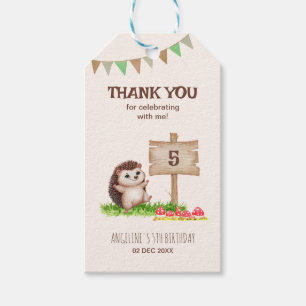 Etiqueta Para Presente Feliz Aniversário da Floresta Hedgehog Fantasy