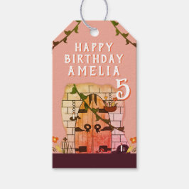 Etiqueta Para Presente Feliz Aniversário da Rapariga da Flor da Porta de 