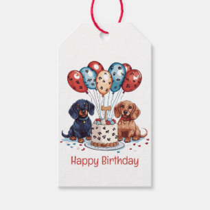Etiqueta Para Presente Feliz aniversário Dachshund Dogs