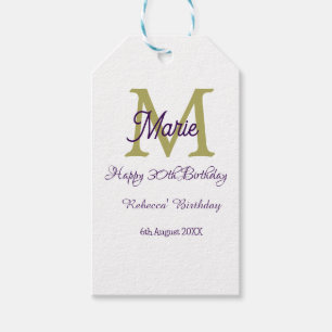 Etiqueta Para Presente Feliz Aniversário de 30 anos dourado nome monogram