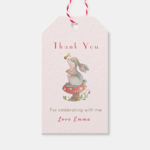 Etiqueta Para Presente Feliz aniversário de bebê Bunny Obrigado 