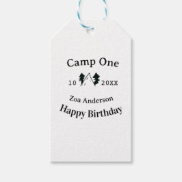 Etiqueta Para Presente Feliz aniversário de um nome data aventura de camp